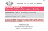 County of Santa Barbara Sample Ballot & County … to Vote in a Primary Election 16 . Candidate Statements A . Local Ballot Measures B . Sample/Practice Ballot C . ... Para determinar