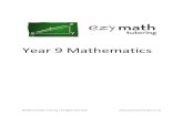 Year 9 Mathematics - Ezy Math Tutoring Math Tutoring... · Year 9 Mathematics ©2009 Ezy Math ... Exercise 1: Indices 9 Exercise 2: ... Exercise 3: Gradient/Intercept Form of Linear