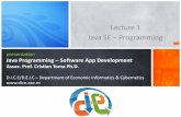 Lecture 1 Java SE Programming - ASE Bucuresti 1GB RAM / use IZarc / 7ZIP utility program - All seminars will be in /home/stud/javase/labs directory and the lectures are in /home/stud/javase/lectures: