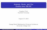 Aristotle, Boole, and Chu Duality since 350 BCboole.stanford.edu/pub/PrattABCD.pdf · Aristotle, Boole, and Chu Duality since 350 BC Vaughan Pratt Stanford University August 27, 2015