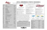 2016 Arkansas State BASEBALL - nmnathletics.com · 2016 Arkansas State Baseball Game ... •The two teams played several times throughout the early 80’s, ... games by scores of