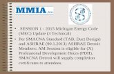 SESSION 1 - 2015 Michigan Energy Code (MEC) Update (3 ... · ASHRAE 90.1 -2013 Chapter 6 Energy code for Mechanical Equipment Covering code compliance to the mechanical provisions