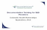 Documentation Training for SUD Providers · Documentation Training for SUD Providers ... determine necessity for care. Medical Necessity Behavioral health services must be