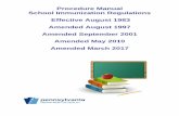 Procedure Manual School Immunization Regulations … Health/Immunizations/Documents/2017-18... · Procedure Manual School Immunization Regulations ... the Pa. Department of Health