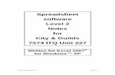 Spreadsheet software Level 2 Notes for City & Guilds 7574 ITQ Unit …jtench/7574227ExcelL22007XP.pdf · 2012-01-17 · 7574 ITQ Unit 227 Written for Excel ... Use an existing template