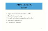 PIPELINING basics -  · PIPELINING basics • A pipelined architecture for MIPS • Hurdles in pipelining • Simple solutions to pipelining hurdles • Advanced pipelining