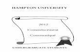 HAMPTON UNIVERSITY · Greetings from the University Registrar ... Commencement Financial Requirements ... Alumni ID Card and a list of the National Hampton Alumni Association Board