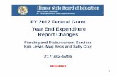FY 2012 Federal Grant Year End Expenditure Report Changes ... · reported during the project year ... expenditures quarterly, monthly, bi-monthly ... FY 2012 Federal Grant Year End