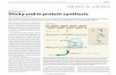 Sticky end in protein synthesis - University Of Illinoismcb.illinois.edu/departments/biochemistry/downloads/journalclub/... · In a paper published on Nature’s website today, Lee