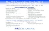The ATS Foundation thanks 2012 contributors for their …foundation.thoracic.org/donate/2012-honor-roll.pdf · The ATS Foundation thanks 2012 contributors for their support ... ,