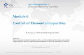 Module 6 Control of Elemental Impurities · Control of Elemental Impurities ICH Q3D Elemental Impurities ... the principles described in ICH Q6A. o Application of periodic testing