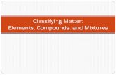 Classifying Matter: Elements, Compounds, and Mixtures · Pure Substances A sample of matter that has definite chemical and physical properties. A pure substance can be an element