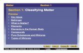 Section 1: Classifying Matter - carlisle.k12.ky.us 2 Sec 1 PPt.pdf · Section 1: Classifying Matter Preview • Key Ideas • Bellringer ... Matter Section 1 Pure Substances and Mixtures