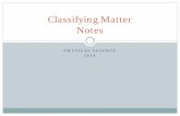 Classifying Matter Notes - maloyscience.weebly.com · Classifying Matter Notes . 2 Types of Matter ... Pure Substances Mixtures . Pure Substances . I. Matter that always has exactly