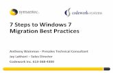 7 Steps to Windows 7 Migration Best Practices · 7 Steps to Windows 7 Migration Best Practices Anthony Wainman - Presales Technical Consultant ... Sai Kit Chu –Technical Support