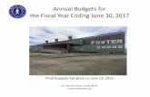 Annual Budgets for the Fiscal Year Ending June 30, … · Annual Budgets for the Fiscal Year Ending June 30, 2017 Final Budgets Adopted on June 13, 2016 P.O. Box 281, Nome, Alaska