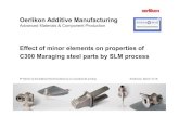 Oerlikon Additive Manufacturing Additive World... · Oerlikon Additive Manufacturing Advanced Materials & Component Production Effect of minor elements on properties of C300 Maraging