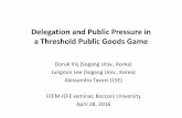 Delegation and Public Pressure in Threshold Public … · Delegation and Public Pressure in a Threshold Public Goods Game Doruk İriş(Sogang Univ., Korea) Jungmin Lee (SogangUniv.,