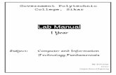 Lab Manual I Yeargpcsikar.webs.com/Lab Manual[105].pdf · Lab Manual I Year Subject: Computer and Information Technology Fundamentals BY- Rachit Jangir Lecturer Computer Science &