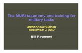 The MURI taxonomy and training for military taskspsych.colorado.edu/~ahealy/MURIAnnualReview2007.Raymond.pdf · The MURI taxonomy and training for military tasks ... distance using