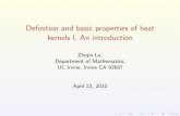 Definition and basic properties of heat kernels I, An …zlu/talks/2010-ECNU/ecnu-1.pdf · De nition and basic properties of heat kernels I, An introduction Zhiqin Lu, Department