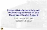 Prospective Genotyping and Pharmacogenomics in … -- osehra_oct2012.pdf · Pharmacogenomics in the Electronic Health Record Josh Denny, ... –Warfarin and VKORC1 and ... – Natural