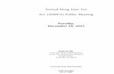 Animal Drug User Fee Act (ADUFA) Public Meeting · Animal Drug User Fee Act (ADUFA) Public Meeting Tuesday, ... Animal Drug User Fee Act(ADUFA) Public Meeting December 18, 2012 ...