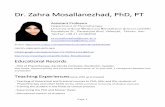 Dr. Zahra Mosallanezhad, PhD, PT - uswr.ac.ir .Page 1 Dr. Zahra Mosallanezhad, PhD, PT Assistant