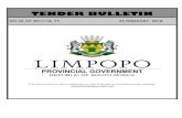 TENDER BULLETIN - limtreasury.gov.za · limpopo provincial tender bulletin no 42 of 2017/18 fy, 23 fbruary 2018 not for sale page 3 report fraudulent & corrupt activities on government