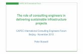 The role of consulting engineers in delivering …€¦ · FIDIC Construction (client-design) ... Ways to monetise project sustainability benefits developing ... Guidelines: - UN