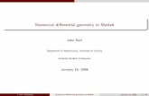 Numerical differential geometry in Matlab - John Kerl · Numerical diﬀerential geometry in Matlab John Kerl Department of Mathematics, University of Arizona Graduate Student Colloquium