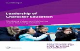 Leadership of Character Education - Diocese of St … · their leadership of character education, ... moral and social development of children and ... character formation at the heart