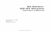 03 Series: GP-03 Version - RKI Gas Detectors · GP-03 Operator’s Manual Warranty Warranty RKI Instruments, Inc. warrants the GP-03 Single Gas Monitor sold by us to be free from