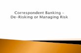 What is De-Risking?cab-inc.com/files/documents/7b - Correspondent... · What is De-Risking? ... Levin Report 2001 - Congress identifies Correspondent Banking as a gateway to money