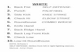 WHITE 1. Back Fist SELF-DEFENSE: PALM HEEL …redtigerkarate.com/resources/pdfsheets/2012/2012techcards.pdf · WHITE 1. Back Fist SELF-DEFENSE: 2. ... Strikes from left & right fighting