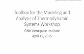 Toolbox for the Modeling and Analysis of Thermodynamic ... · Toolbox for the Modeling and Analysis of Thermodynamic Systems Workshop Ohio Aerospace Institute April 15, 2015 R ...