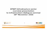 EPWP Infrastructure sector overview presentation … · overview presentation to Infrastructure dialogues seminar ... • The infrastructure sector target for EPWP phase 2 is ...