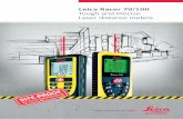 Leica Racer 70/100 · Leica Racer 70 Functions Continuous measurement, tracking function suitable for staking out any distances. Minimum distance ... (147 mm x 98 mm) Art. No. 723774