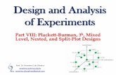 Design and Analysis of Experiments - Quimica Anselmo · Design and Analysis of Experiments Part VIII: Plackett-Burman, 3k, Mixed Level, Nested, and Split-Plot Designs Prof. Dr. Anselmo