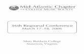 Mid-Atlantic Chapter - Music · Meeting of the Mid-Atlantic Chapter of the College Music Society. ... 22 Little House ... Aspects of Score Preparation for the Choral Conductor for