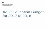 Adult Education Budget for 2017 to 2018 · Education Budget (AEB) ... skills and learning needed for work, ... Grade 4 or level 2 Functional Skills must be supported to progress to