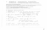 I. Algebra: exponents, scientific notation, simplifying ...palmer.wellesley.edu/~ivolic/pdf/Classes/Handouts/AlgebraPrecalc... · For more practice problems and detailed written explanations,