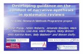 Developing guidance on the conduct of narrative synthesis ... · conduct of narrative synthesis in systematic reviews ... (design, participants, ... techniques at different points