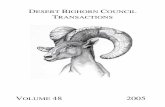 V 48 2005 - Desert Bighorn Council · Habitat use and movements of bighorn sheep in west Texas ... sloc@neo.tamu.edu ... scales provides additional insight into range