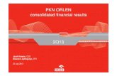 PKN ORLEN consolidated financial results · Fuel yields increase Volumes increase 88 62 929 PLN -841 m EBITDA LIFO 2Q13 Others-235 One-off-132 Macro Volumes-536 EBITDA LIFO 2Q12 88