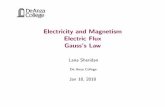 Electricity and Magnetism Electric Flux Gauss's Lawnebula2.deanza.edu/~lanasheridan/4B/Phys4B-Lecture8.pdf · Electricity and Magnetism Electric Flux Gauss’s Law Lana Sheridan ...