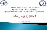 EE202 Circuit Theory II - akademik.adu.edu.tr · ... RC and RL Circuits, Natural and Step Responses of Series and Parallel RL/RC Circuits II. Second Order Circuits (Chapter 8 of ...