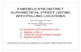RTM District Street Listing with Polling Locations · FAIRFIELD RTM DISTRICT ALPHABETICAL STREET LISTING WITH POLLING LOCATIONS ... Buena Vista Road Stratfield School E 30-260 004-33