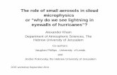 The role of small aerosols in cloud microphysics or … · or “why do we see lightning in eyewalls of hurricanes”? ... strong winds) 3) ... above the cloud base explain formation