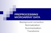 PREPROCESSING MICROARRAY DATA - UB · Hypotheses • Most normalization methodologies make two major assumptions about the data. –When comparing different samples, only few genes